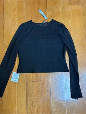 Asos Long-Sleeve Mesh Panel Crop Top